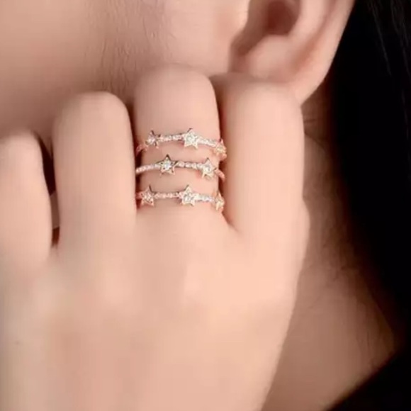 18K ROSE GOLD DIAMOND MULTI LAYER ADJUSTABLE RING - Picture 2 of 7